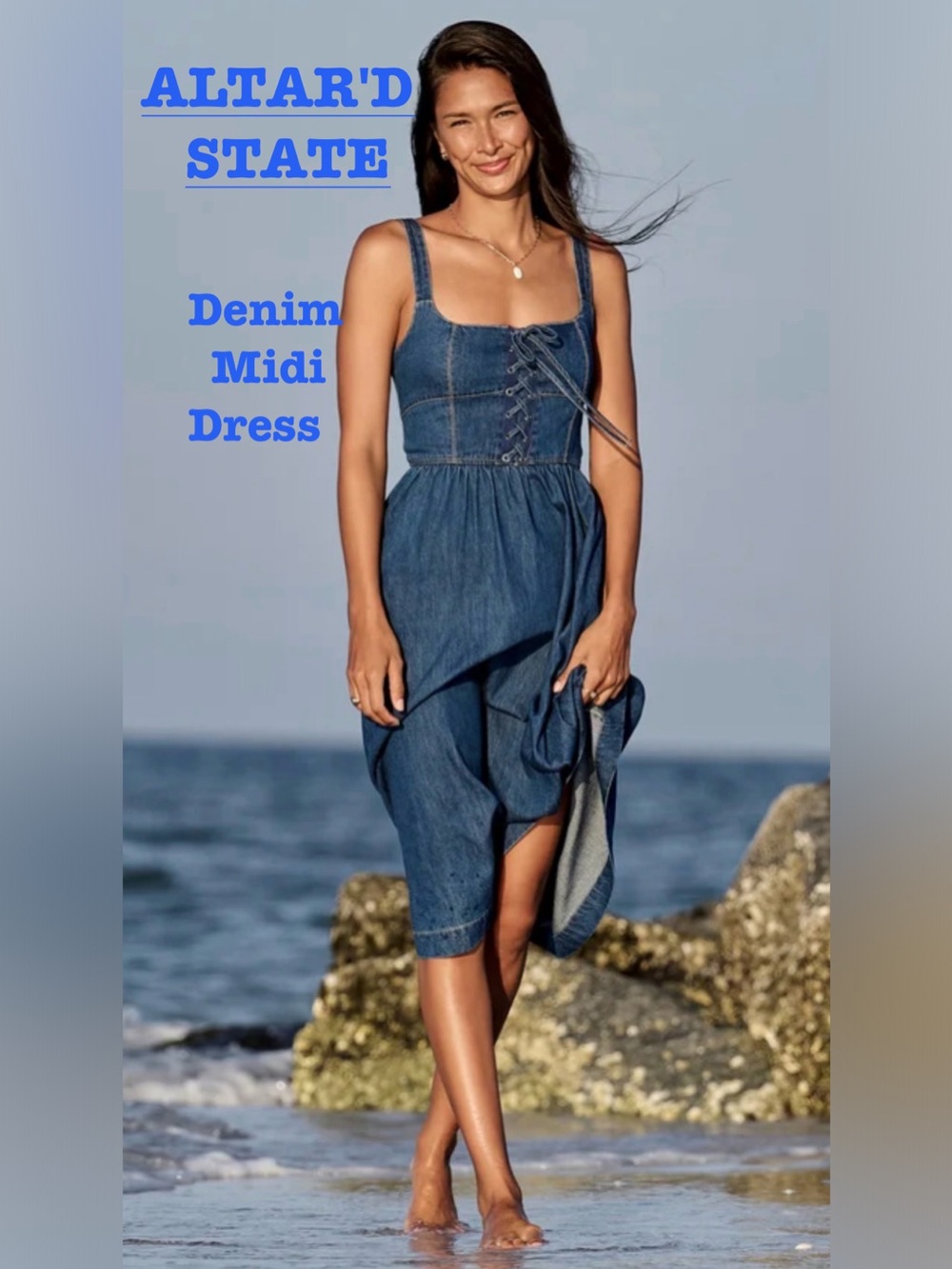 Altar’d State Maxi Denim Dress - Picture 1 of 14